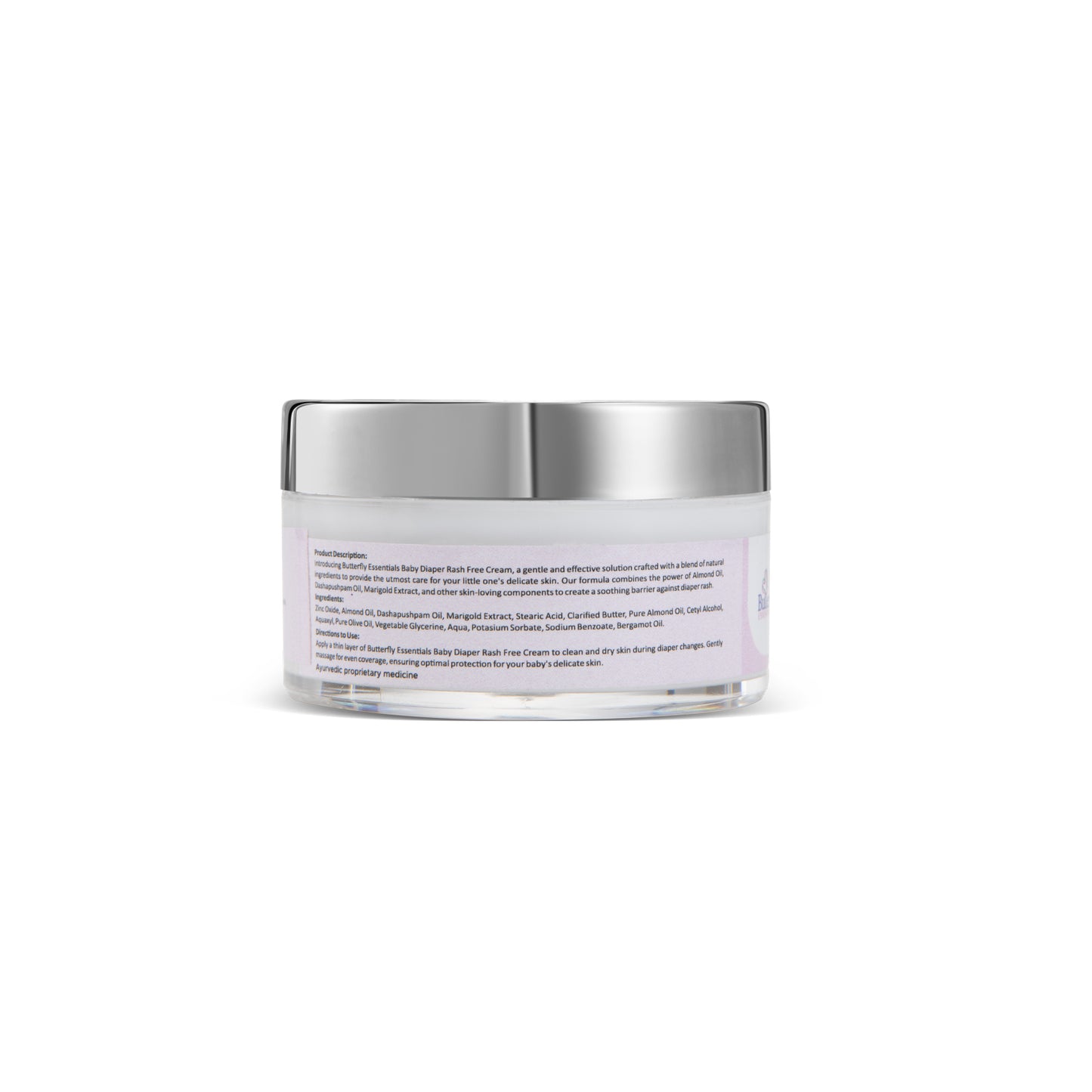 Skincare jar with silver lid on a white background