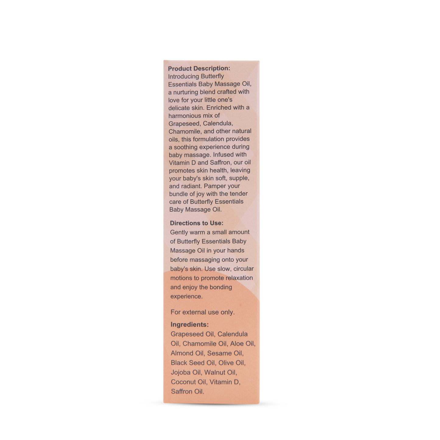 Product label with text on a white background