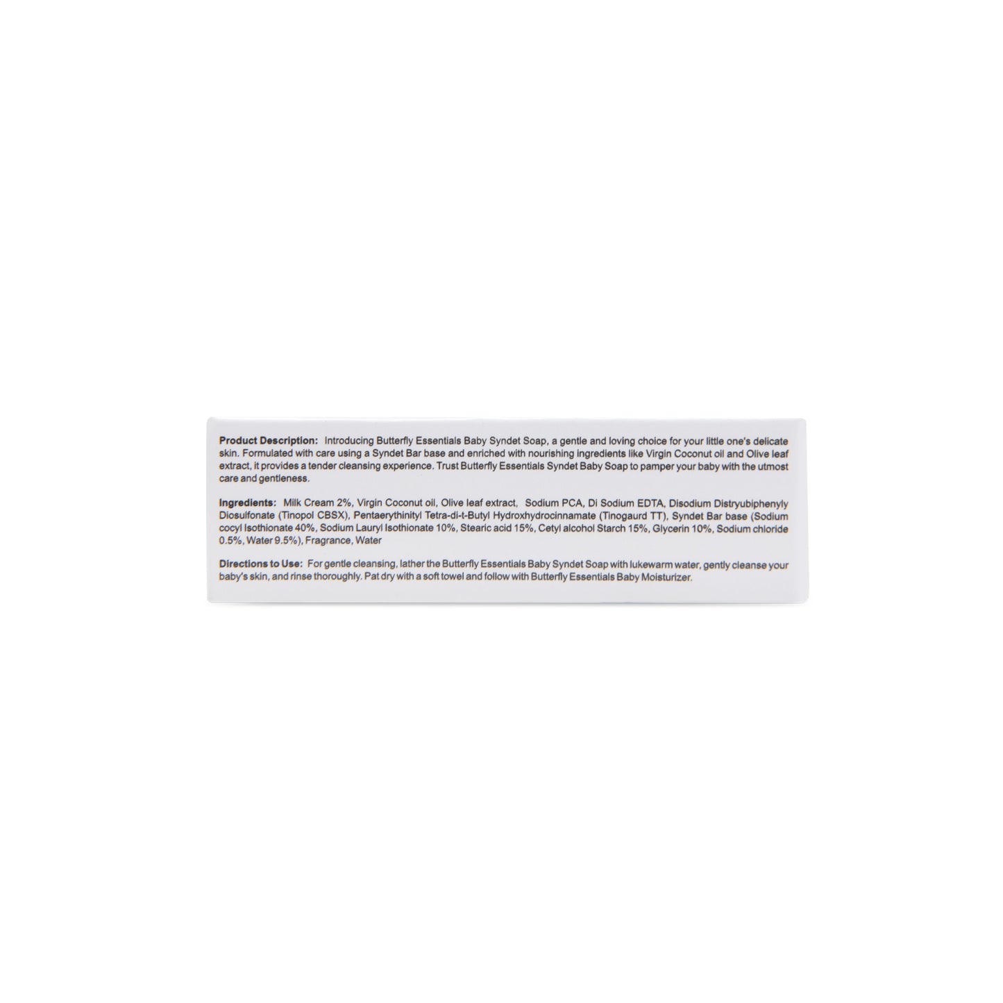 Product label with text on a white background