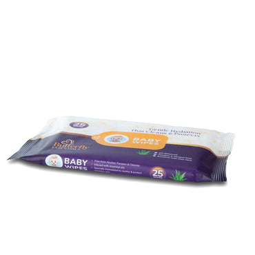 Pack of Butterfly Baby wipes on a white background