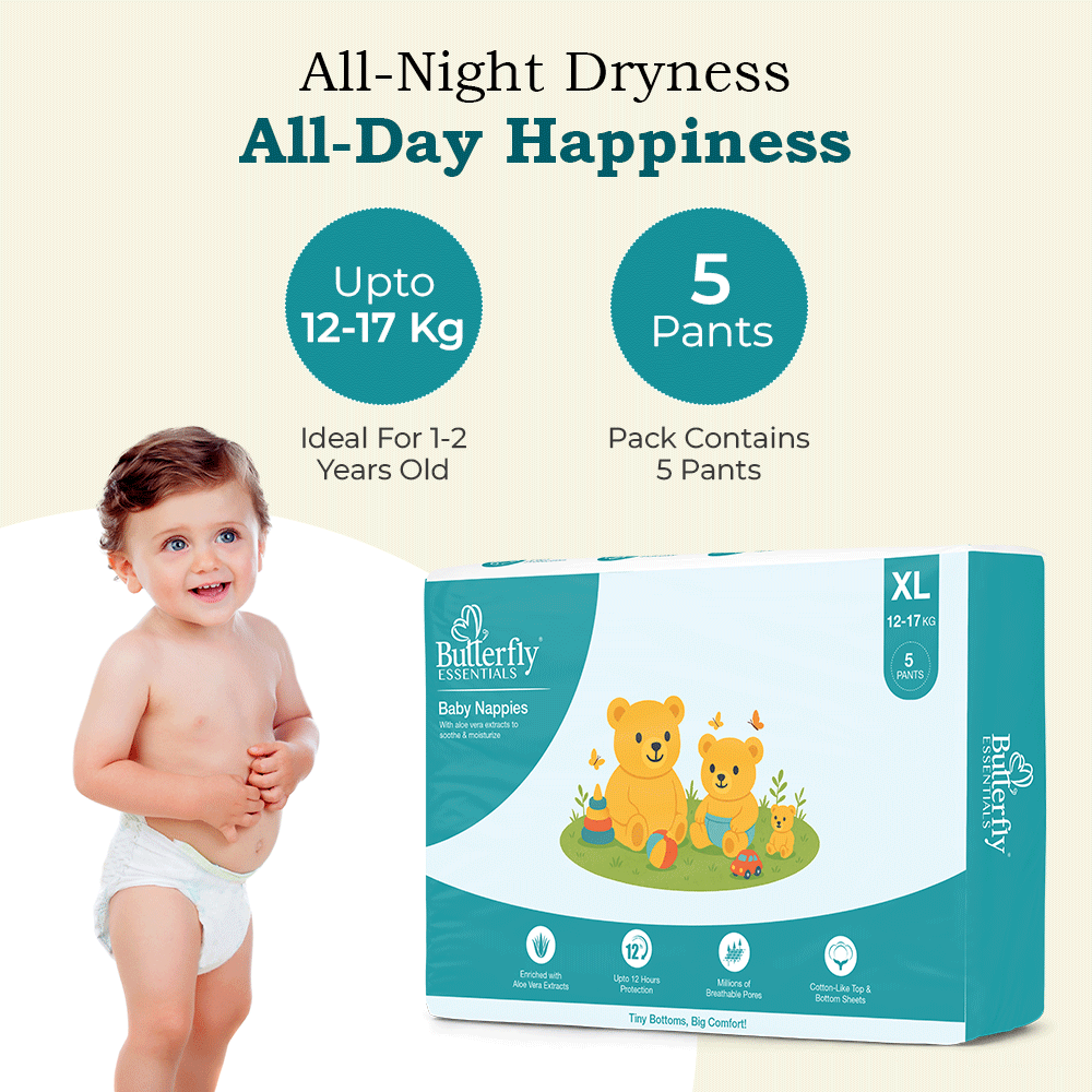 Baby Diapers – All-Day Dryness and Aloe Vera Care - Extra Large (XL)