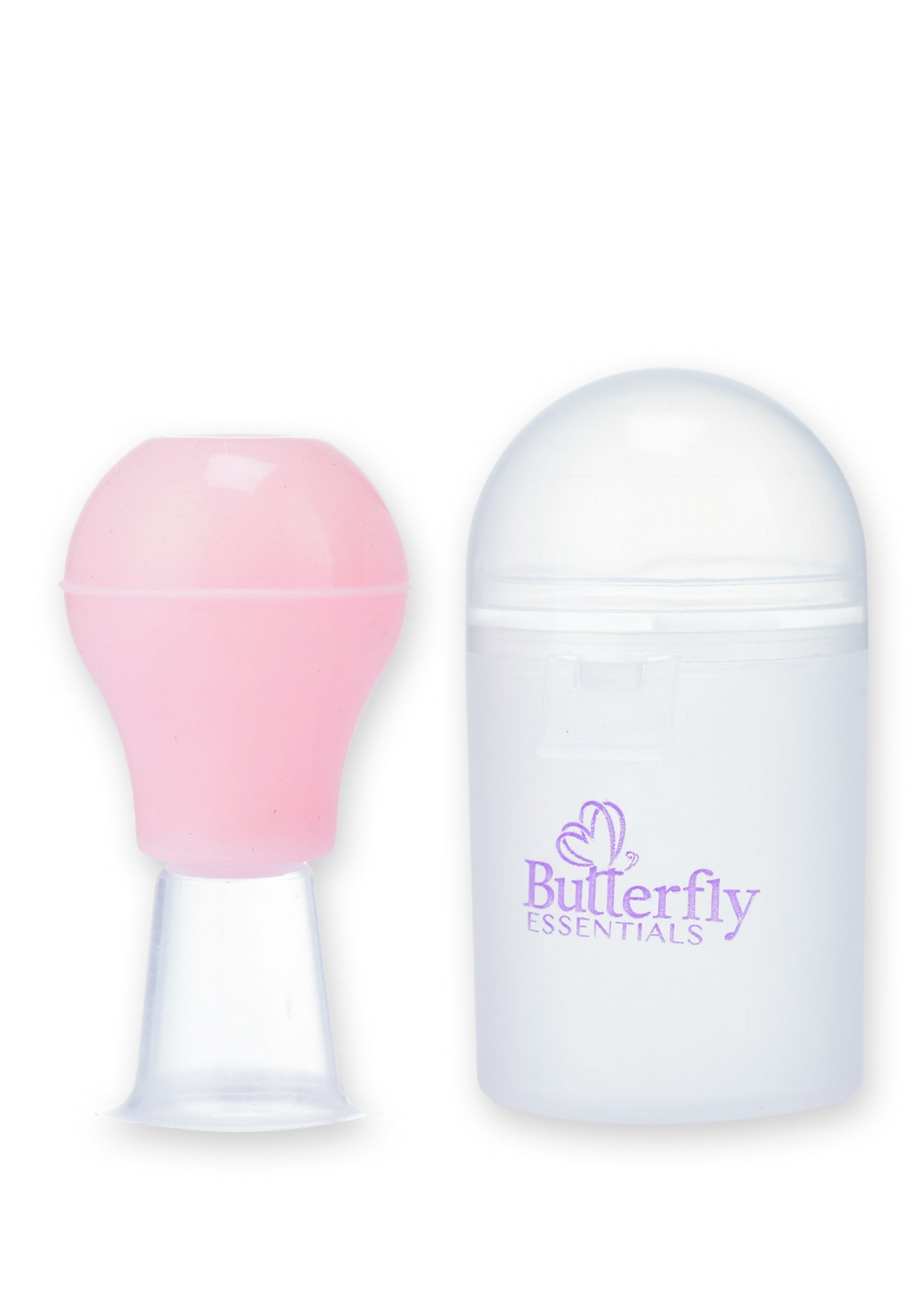 Nipple Puller with pink top labeled 'Butterfly Essentials' on a white background