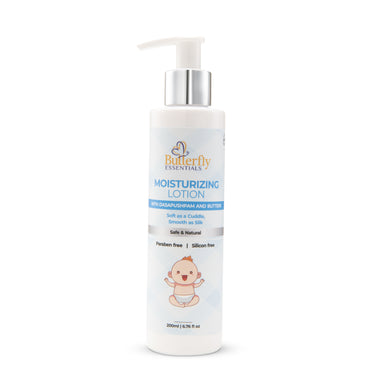 Butterfly Essentials moisturizing lotion bottle on a white background