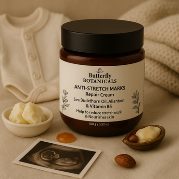 Butterfly Botanicals anti-stretch marks repair cream jar